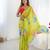 Chiffon digital print scallped border foil mirror work saree