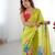 Chiffon digital print scallped border foil mirror work saree