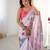 Chiffon digital print scallped border foil mirror work saree