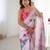 Chiffon digital print scallped border foil mirror work saree