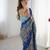 Chiffon digital print scallped border foil mirror work saree