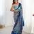 Chiffon digital print scallped border foil mirror work saree