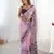 Chiffon digital print scallped border foil mirror work saree