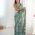 Chiffon digital print scallped border foil mirror work saree