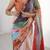 Chiffon digital print scallped border foil mirror work saree