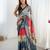 Chiffon digital print scallped border foil mirror work saree