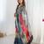 Chiffon digital print scallped border foil mirror work saree