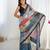 Chiffon digital print scallped border foil mirror work saree