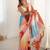 Chiffon digital print scallped border foil mirror work saree