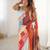 Chiffon digital print scallped border foil mirror work saree