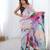 Chiffon digital print scallped border foil mirror work saree