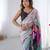 Chiffon digital print scallped border foil mirror work saree