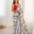 Chiffon digital print scallped border foil mirror work saree