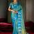 Azure blue banarasi silk saree with paisley zari motifs