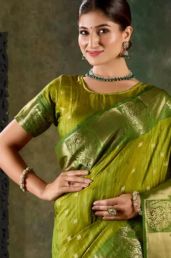 Green banarsi silk saree