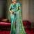 Radiant teal & lime green banarasi saree