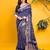 Navy blue traditional print saree