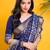 Navy blue traditional print saree