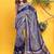 Navy blue linear stripe print saree