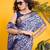Navy blue abstract ikkat print saree