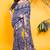 Navy blue geometric diamond motif saree