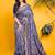 Navy blue block print saree