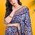 Navy blue block print saree