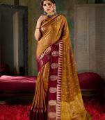 Rust & maroon banarasi silk sarees with traditiinal zari work