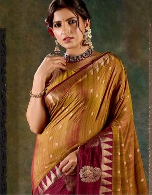 Rust & maroon banarasi silk sarees with traditiinal zari work 2