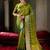 Olive green banarasi silk saree with emerald zari border