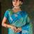 Azure blue banarasi silk saree with paisley zari motifs