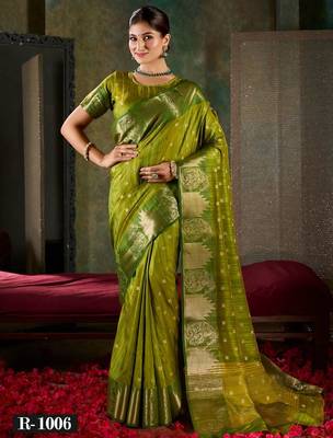 Green banarsi silk saree 1