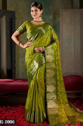 Green banarsi silk saree