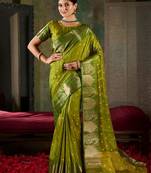 Green banarsi silk saree