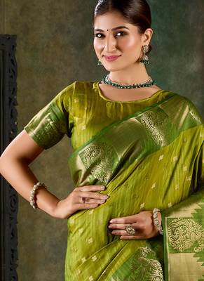 Green banarsi silk saree 2