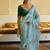 Light blue Color Cut Dana Flower Work  Organza Saree