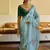 Light blue Color Cut Dana Flower Work  Organza Saree