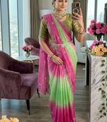 Parrot Green Color hand work khatli cutdana moti work Silk Saree