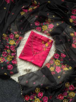 Black Color Cut Dana Flower Work  Georgette Saree 3
