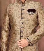 Brown straight pattern work with mahroon pipe in indo western