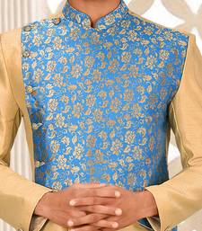 Light beige anghrakha pattern work indo western