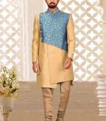 Light beige anghrakha pattern work indo western