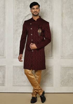 Mahroon anghrakha pattern work indo western 1