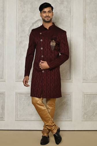 Mahroon anghrakha pattern work indo western