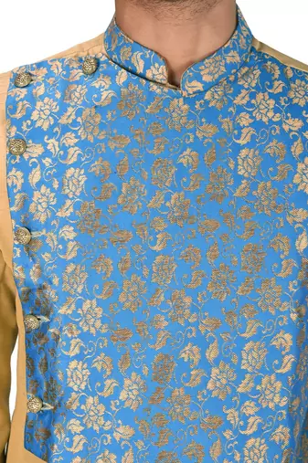 Light beige anghrakha pattern work indo western