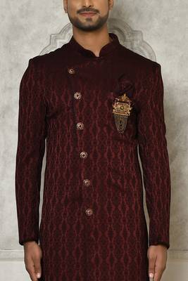 Mahroon anghrakha pattern work indo western 2