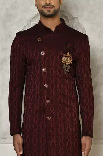 Mahroon anghrakha pattern work indo western