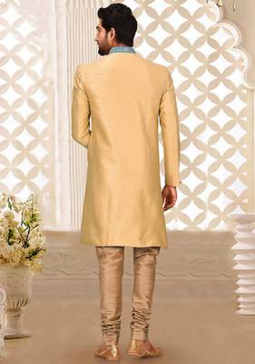 Light beige anghrakha pattern work indo western 3