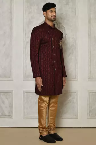 Mahroon anghrakha pattern work indo western