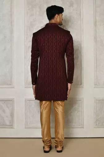 Mahroon anghrakha pattern work indo western